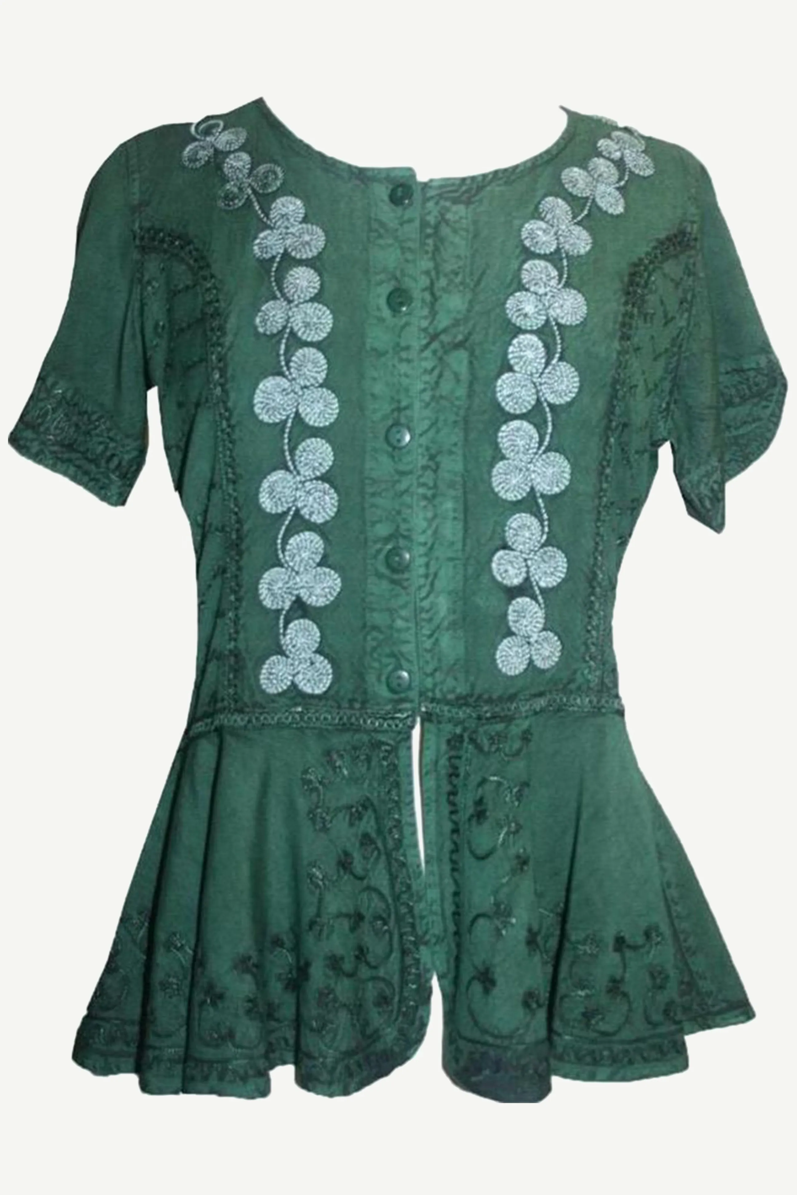 132 B Scooped Neck Embroidered Floral Medieval Renaissance Top Blouse