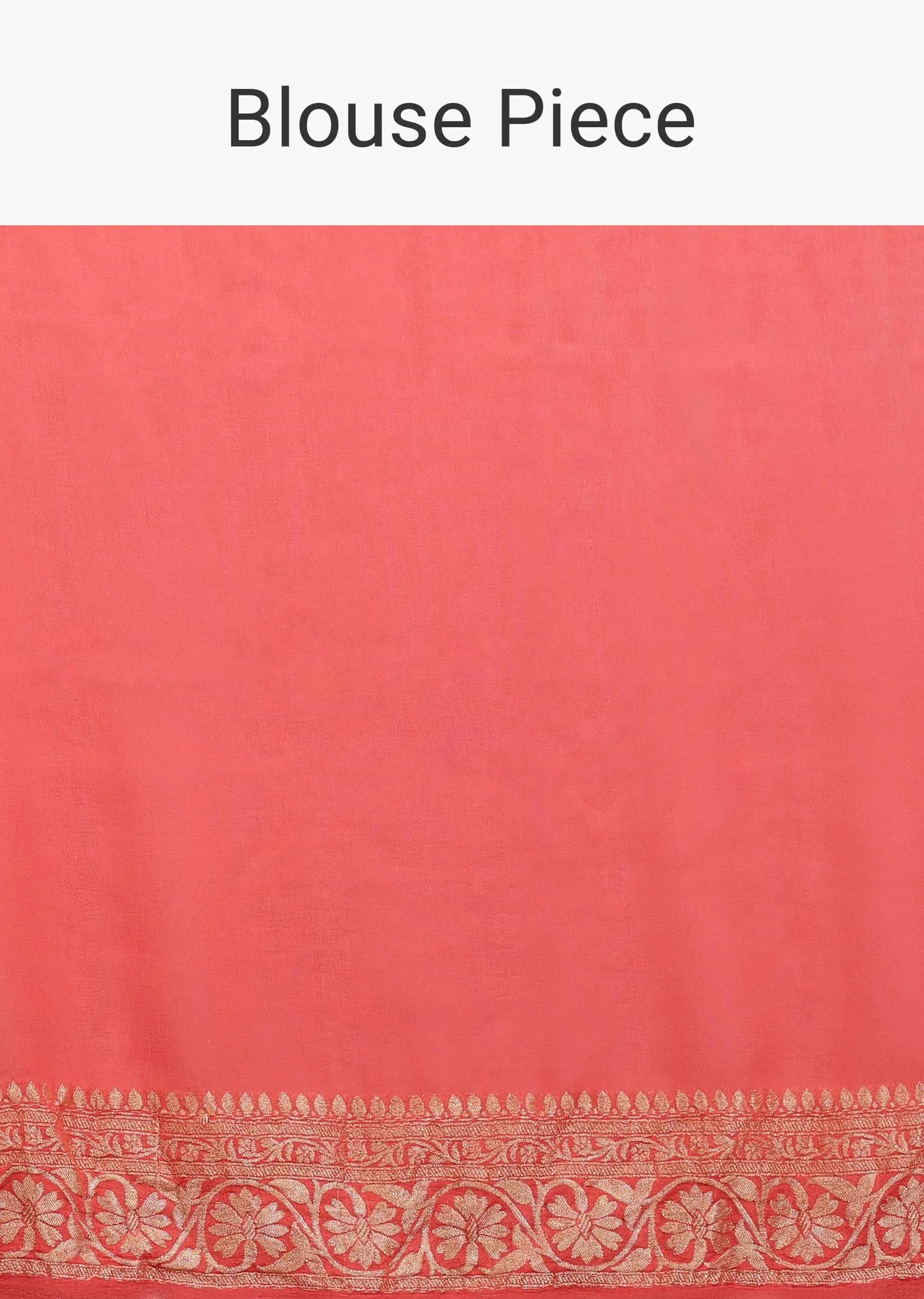 Coral Pink Saree In A Traditional Silhouette In Georgette With Floral Jaal Work