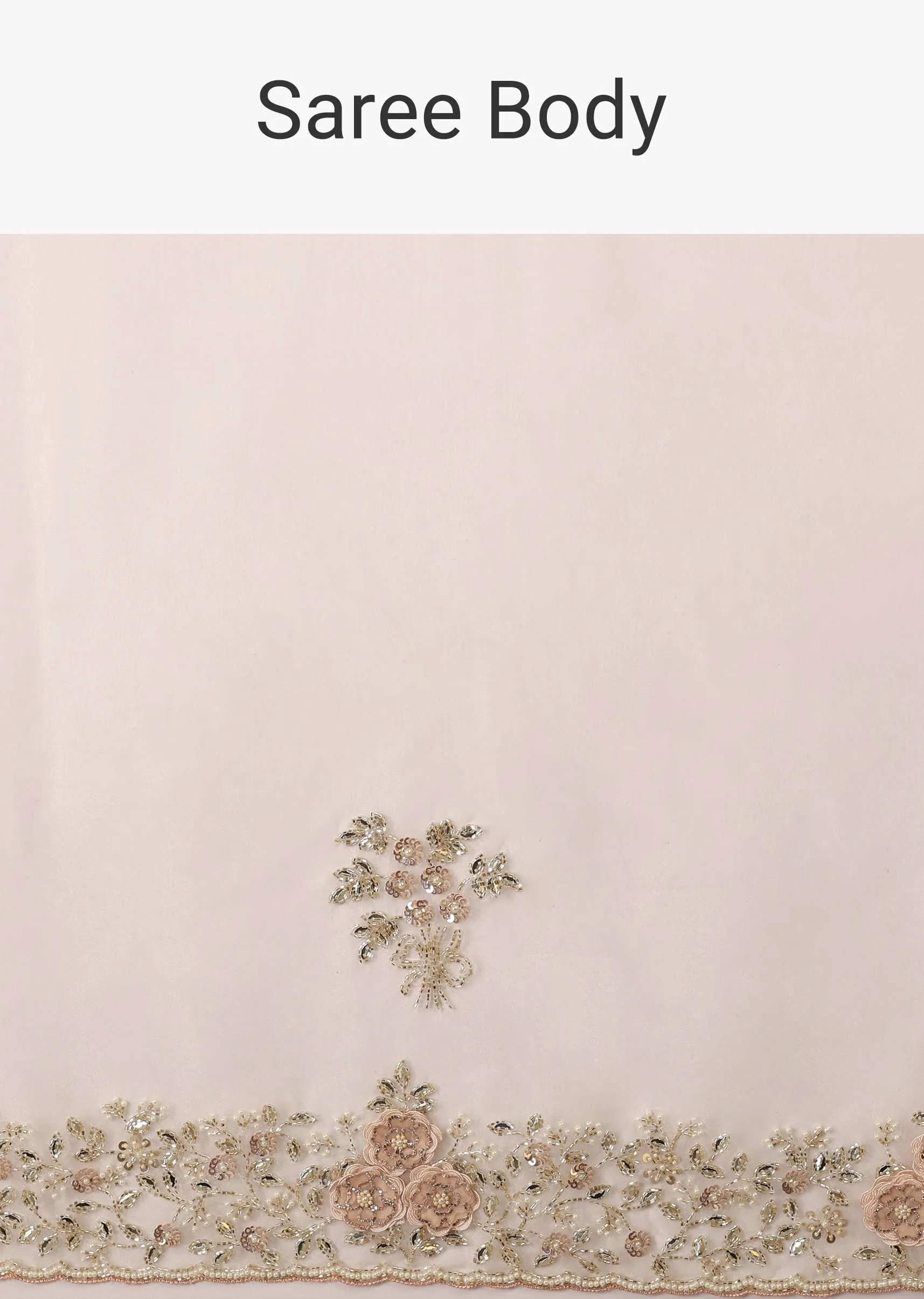 Daisy White Saree In Organza With 3D Floral Embroidery