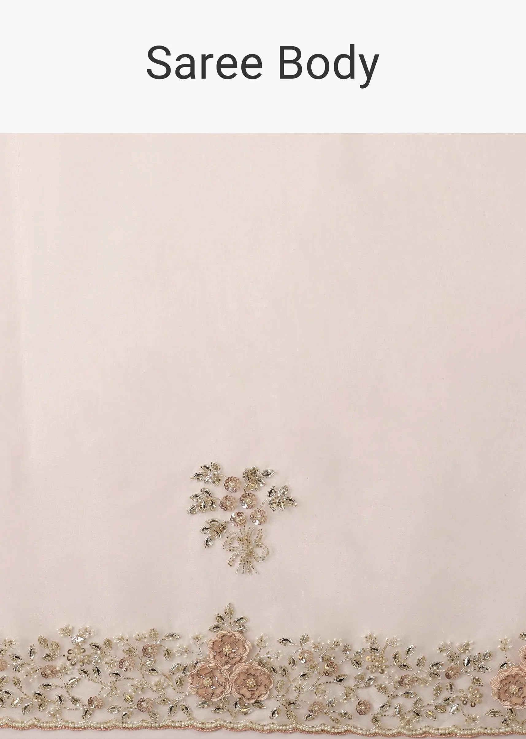 Daisy White Saree In Organza With 3D Floral Embroidery