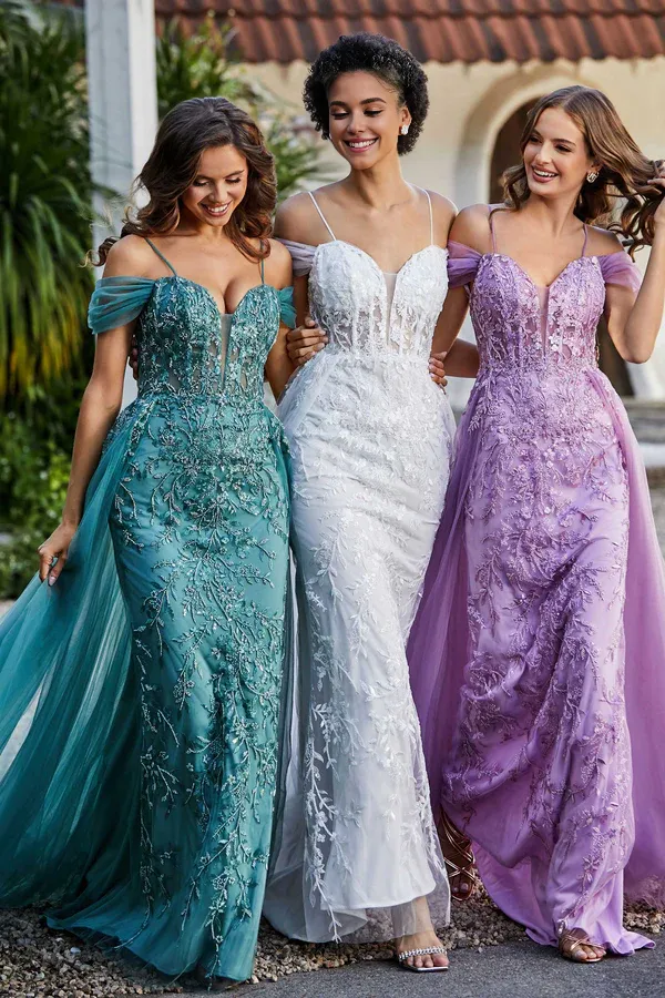 Elegant Evening Dress Lace Up Back Off Shoulder Tulle Dress Prom Dresses