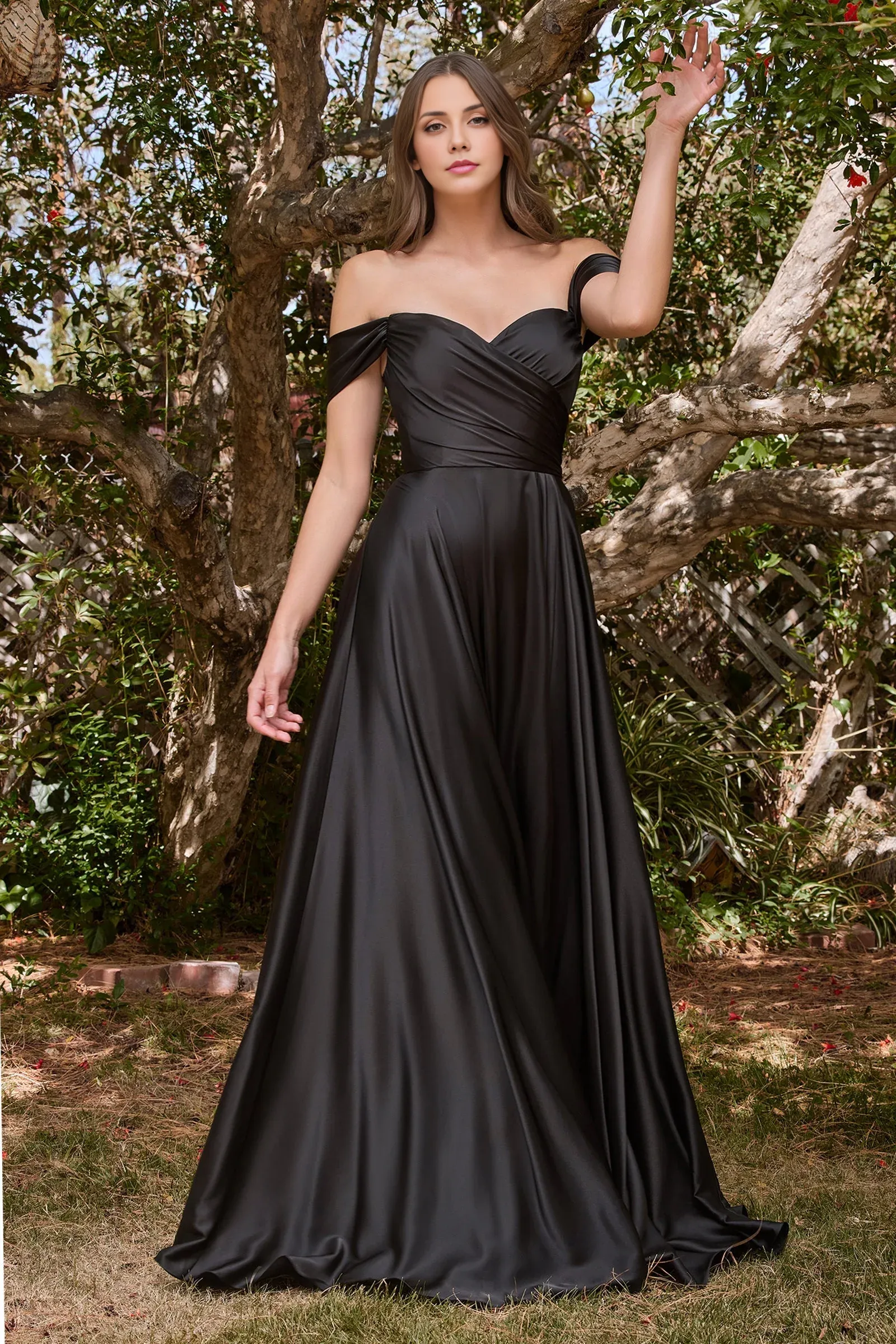 Elegant Evening Dress Long Off Shoulder A-line Satin Dress Prom Dresses