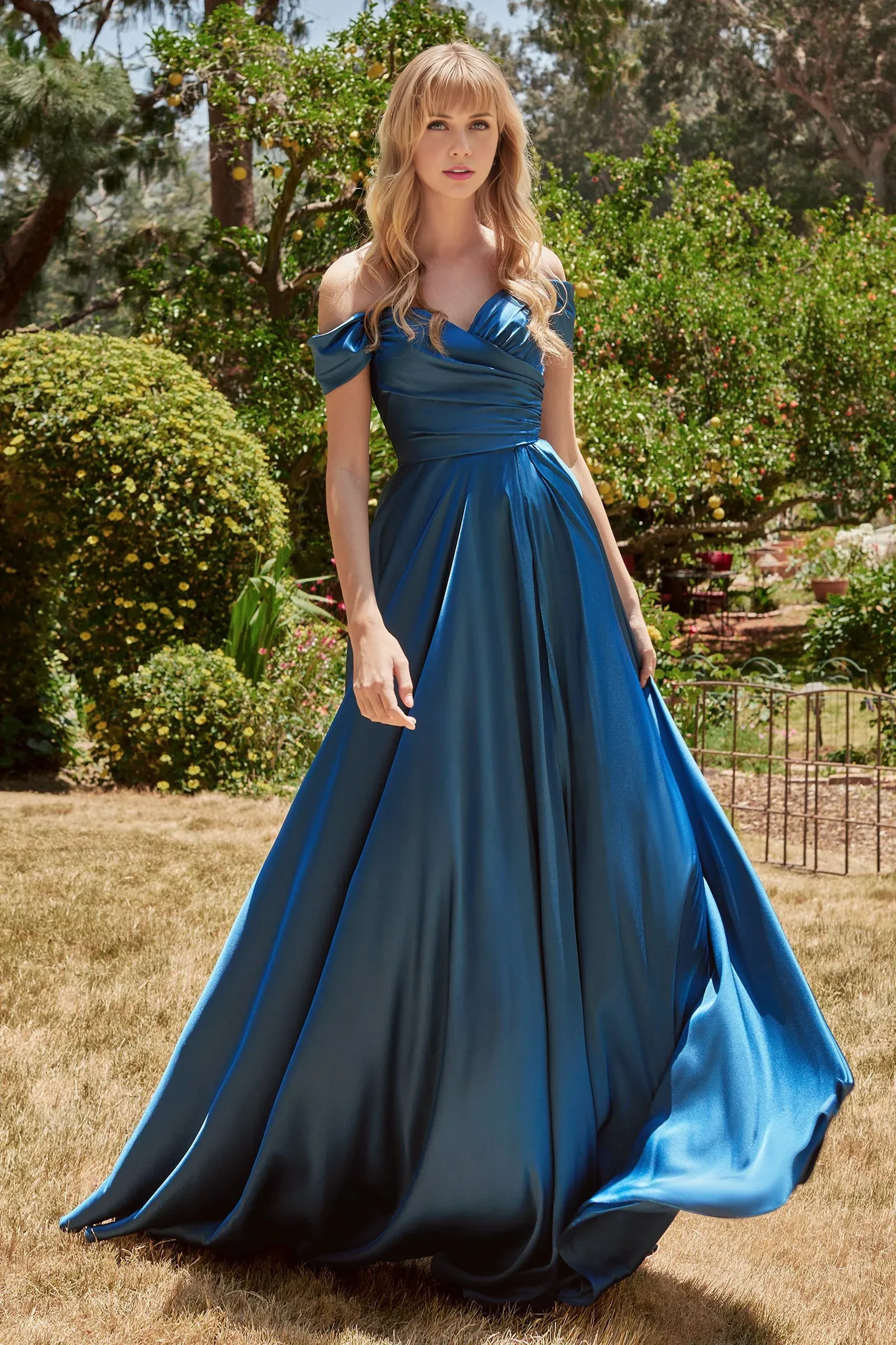 Elegant Evening Dress Long Off Shoulder A-line Satin Dress Prom Dresses