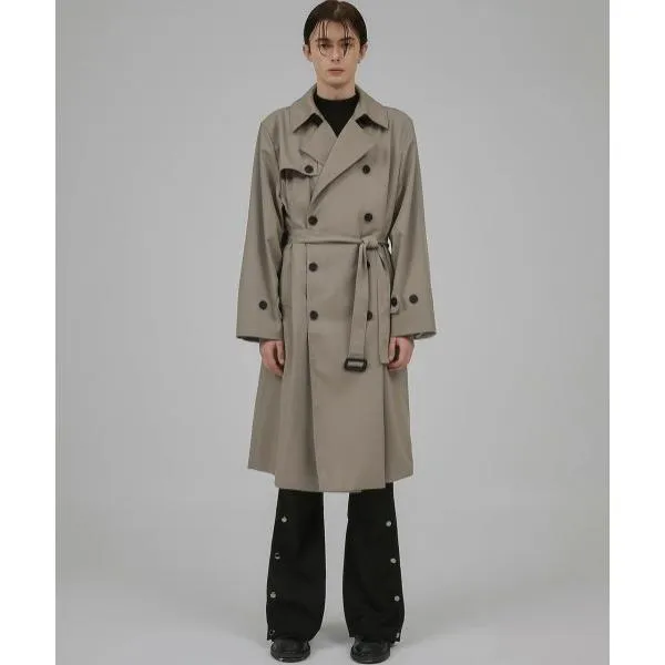 FLARE UP (フレアアップ)     Oversized Trench Coat - Greyish Beige (FL-012)